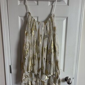 Anthropologie Gold and White Dress